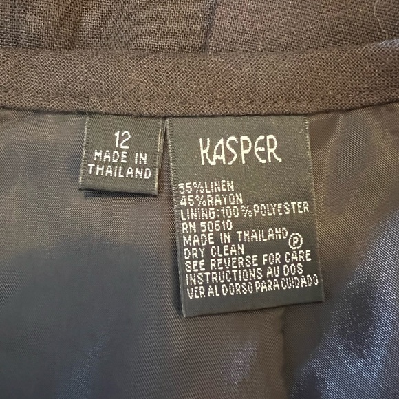 ❤️💋FUN SEXY FLIRTY SKIRT💋❤️SIZE COLOR 12 KASPER L LARGE BLACK LINEN RAYON 568 - Picture 2 of 8